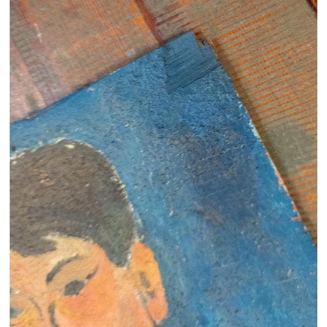 Mid 20th Century Mid-Century Modern Modernist Portrait of a Man, Oil on Plywood For Sale - Image 5 of 6
