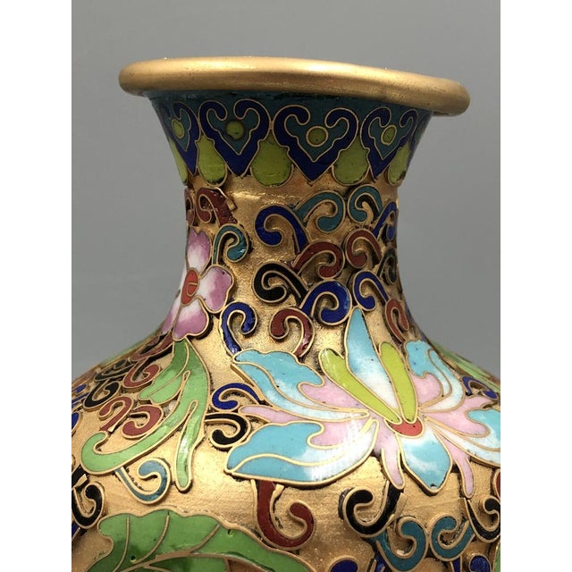 Champlevé Cloisonné Vase, China, 1900s, Set of 2 For Sale - Image 6 of 17