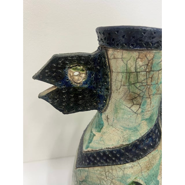 Vintage Unique Studio Pottery Vase With Animal Details For Sale In Miami - Image 6 of 11