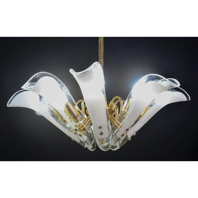1970s Murano White Glass Petal Chandelier For Sale - Image 11 of 14