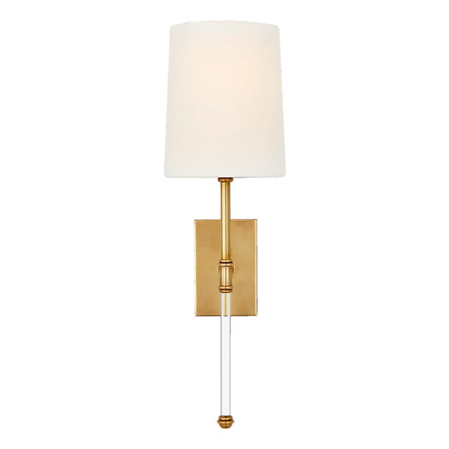 Camille 16" Sconce in Hand-Rubbed Antique Brass with Linen Shade Designer: Suzanne Kasler Finish: Hand-Rubbed Antique...