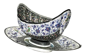Enameled Bowl on Tray