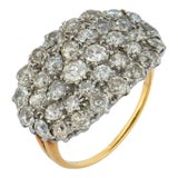 1910s Edwardian 2.20 Carat Old European Cut Diamond 14k Yellow Gold Cluster Ring, Size 5.75 For Sale