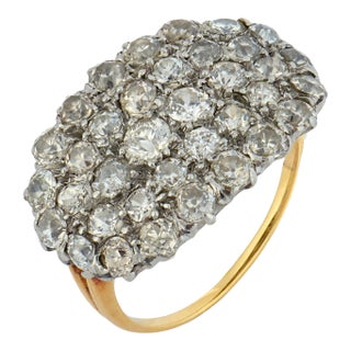1910s Edwardian 2.20 Carat Old European Cut Diamond 14k Yellow Gold Cluster Ring, Size 5.75 For Sale