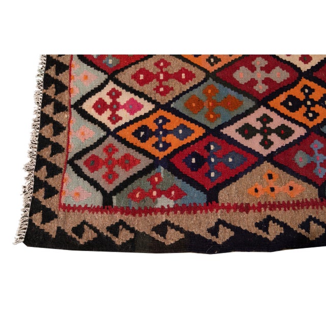 Textile Mid-20th Century Vintage Kilim Runner Rug 3' 7" X 11' 4''. For Sale - Image 7 of 13