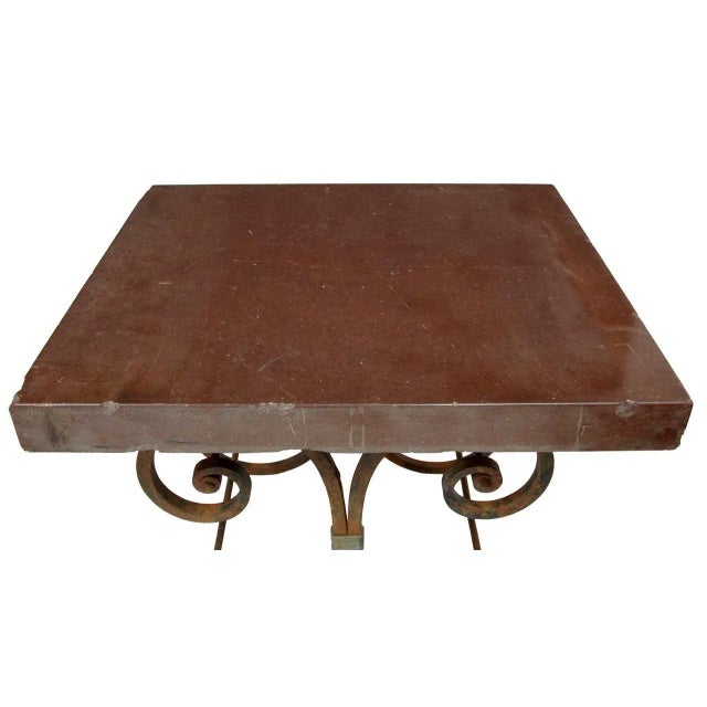 1920s French Iron Baker's Table with Marble Top, 1920s For Sale - Image 5 of 12
