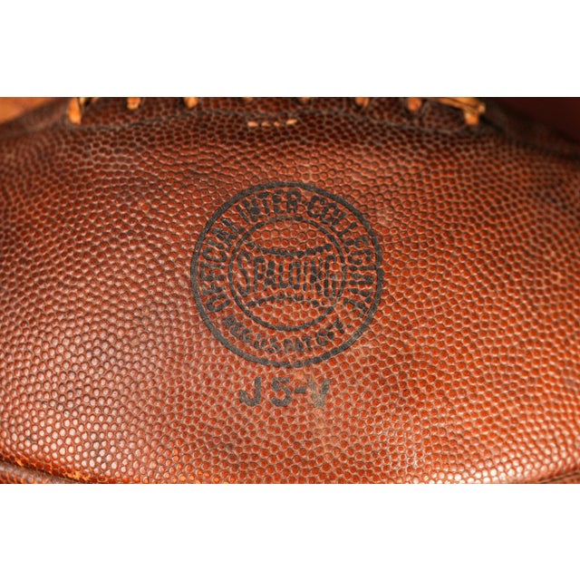 1940s Neat Spalding Antique Leather Football Trophy Mancave Sports Home Decor Connecticut High School For Sale - Image 5 of 8