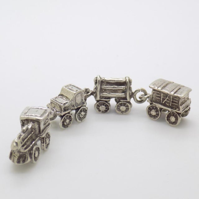 Vintage Italian Handmade Silver Toy Train, 1970s For Sale - Image 3 of 12