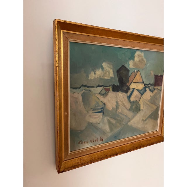 Sky Blue Vintage Painting by Danish Artist Arnold William Pedersen For Sale - Image 8 of 12