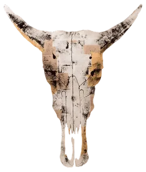 Horned Skull, 2015, Gold Leaf on Black Glass Panel