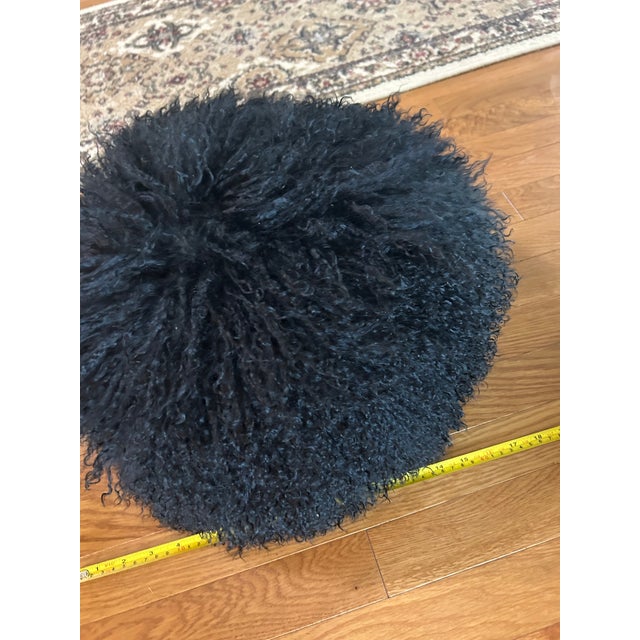 3-Black Tibetan, Mongolian Lambskin Sheepskin Round Decor Pillows. Measure 15" each in Diameter. Stunning, Fun & Stylish!...