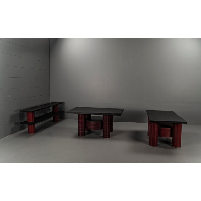 Brutalist Stoa Tables and Shelf with Slate Tops, 1980s, Set of 3 For Sale - Image 3 of 18