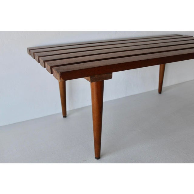 George Nelson Style Vintage Mid-Century Slat Bench Coffee Table For Sale - Image 10 of 15