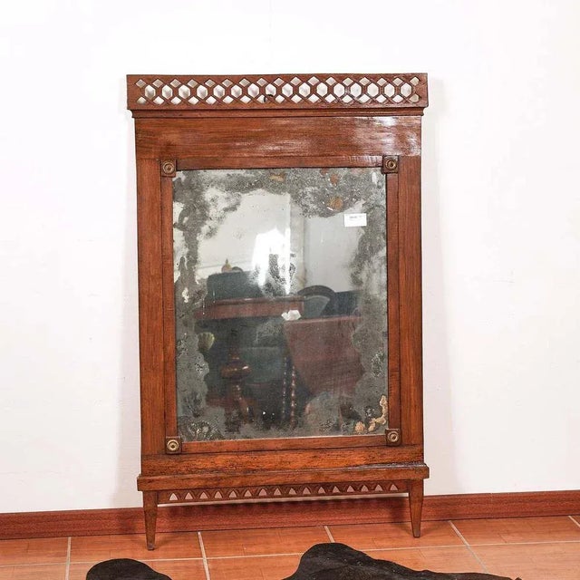Brown Antique Mirror in Wooden Frame, 1800s For Sale - Image 8 of 8