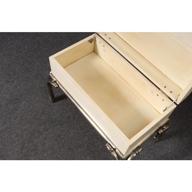 Vintage Karl Springer-Style Parchment Wrapped Trunk / Box on Nickel Plated Base For Sale - Image 10 of 18