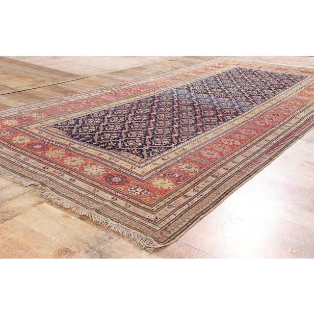 Navy Blue Late 19th Century Caucasian Karabakh Rug, 04'11 X 10'06 For Sale - Image 8 of 10