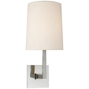 Barbara Barry for Visual Comfort Signature Ojai Medium Single Sconce in Polished Nickel with Linen Shade