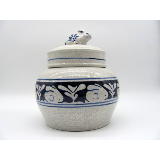 Ceramic Vintage American Potting Shed Dedham Rabbit Cookie Jar Canister Bunny For Sale - Image 7 of 10