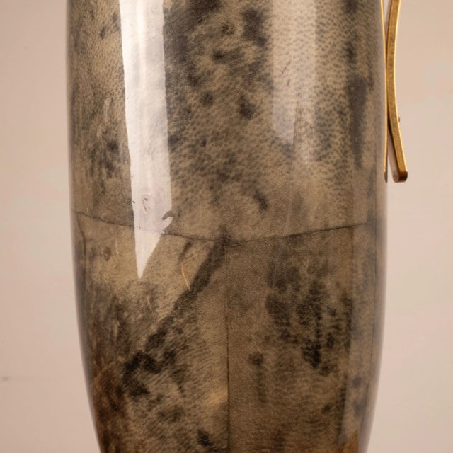 Gold Thermos in Gray Parchment and Brass by Aldo Tura, 1960s For Sale - Image 8 of 15