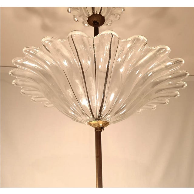 Vintage Cristallo Collection Murano Glass Ceiling Light from Barovier & Toso, 1930s For Sale - Image 8 of 12