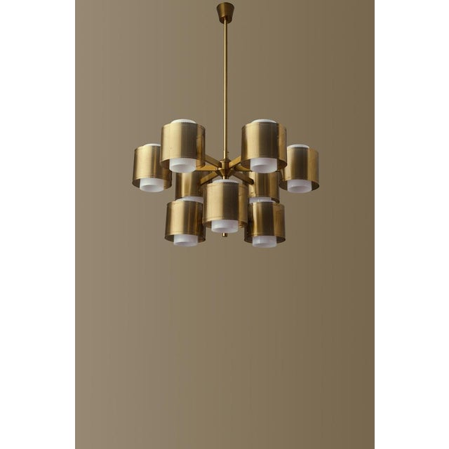 Brown Brass Chandelier attributed to Holger Johansson, Sweden, 1960s For Sale - Image 8 of 9