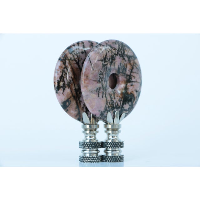 Contemporary Pink Rhodonite Lamp Finials - a Pair For Sale - Image 3 of 5