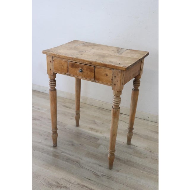 19th Century Natural Color Side Table in Rustic Fir Wood For Sale - Image 6 of 11