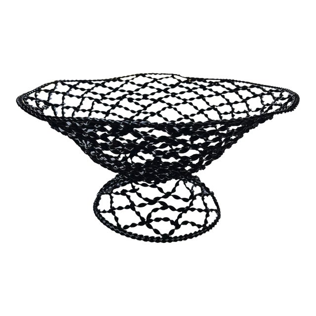 Vintage Arts & Crafts Twisted Wire Pedestal Decorative Bowl For Sale