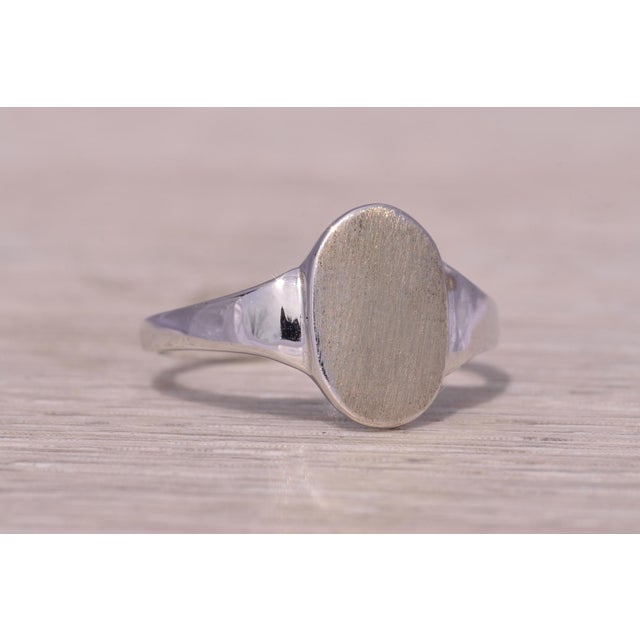 Metal The Classic Signet: White Gold Signet Ring For Sale - Image 7 of 10