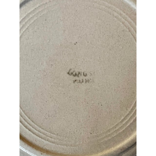 Set of 4 French Longwy Faïence 9" Plates With Raised Enamel Cherries, Art Nouveau For Sale - Image 10 of 11