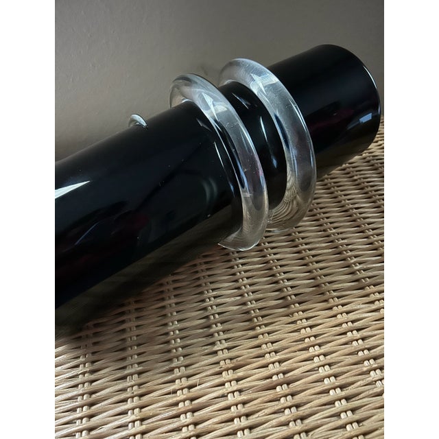 Signed Geometric Black Glass Vase For Sale In Palm Springs - Image 6 of 10