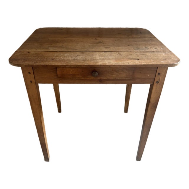 Vintage Wooden Side Table With Drawer For Sale