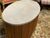 1970s Mid Mod Oval Travertine & Pencil Reed Coffeee 54" For Sale - Image 4 of 6