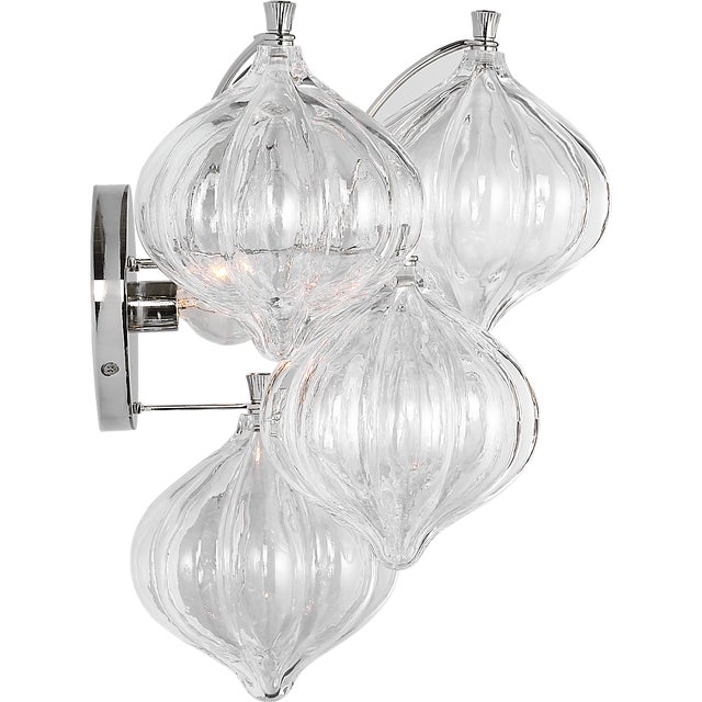 Julie Neill for Visual Comfort Signature Caselli 15" Sconce in Polished Nickel with Clear Glass For Sale In Houston - Image 6 of 14