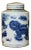 Chinese Blue White Ceramic Foo Dogs Lions Graphic Container Urn Jar For Sale