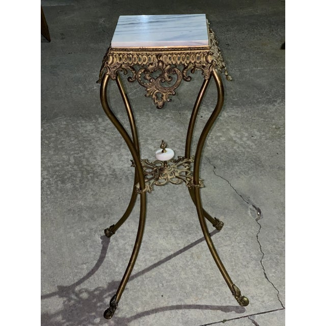 Stunning Victorian Brass and Marble Pedestal! You couldn’t ask for a more beautiful piece to add to your home! Great find!...