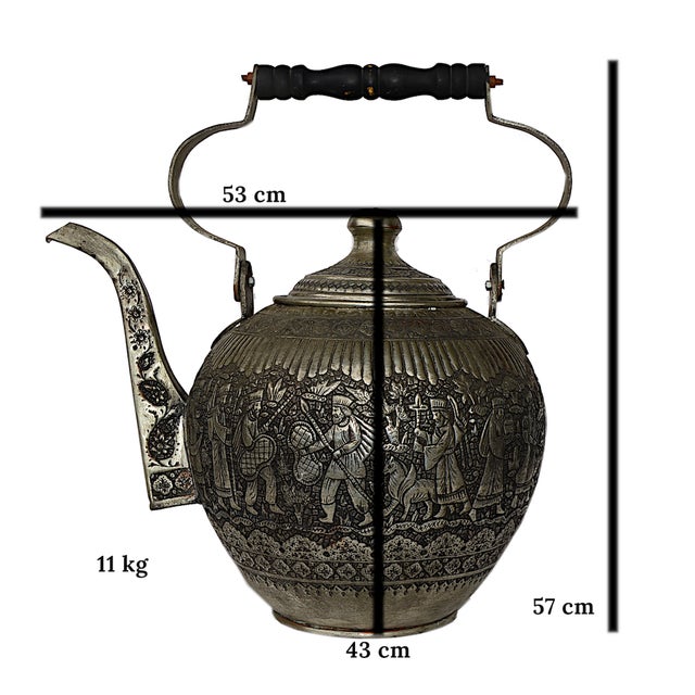Rare large antique copper teapot with engraving Very elaborately handled hand and in a new condition.