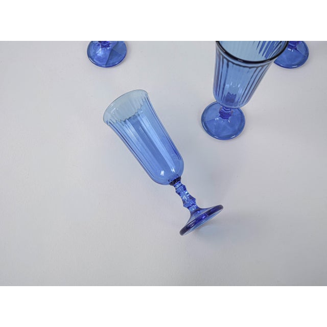 Glass Vintage Italian Cobalt Champagne Glasses, 1970s, Set of 6 For Sale - Image 7 of 9