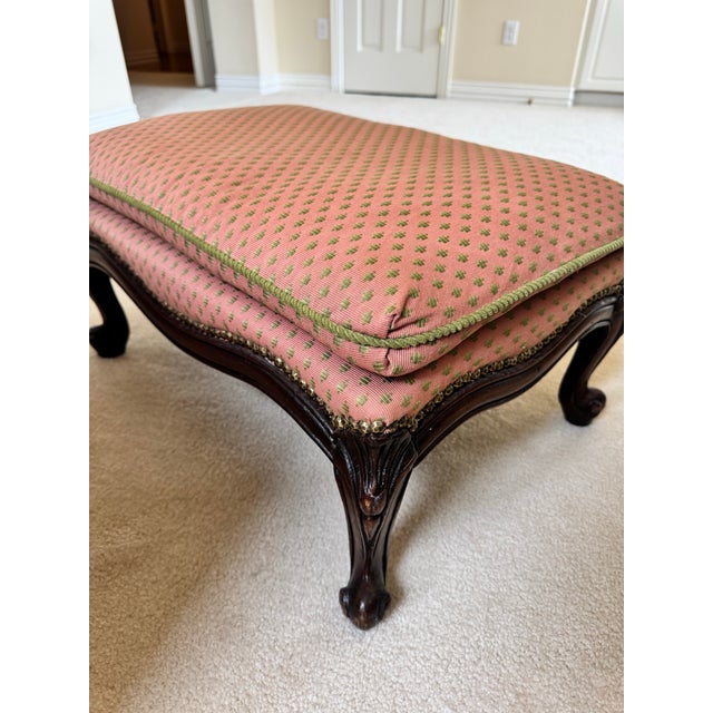 Minton-Spidell 1950s Minton-Spidell Inspired French Provincial Gilded Scroll Arm Upholstered Window Bench – Green Plaid For Sale - Image 4 of 5