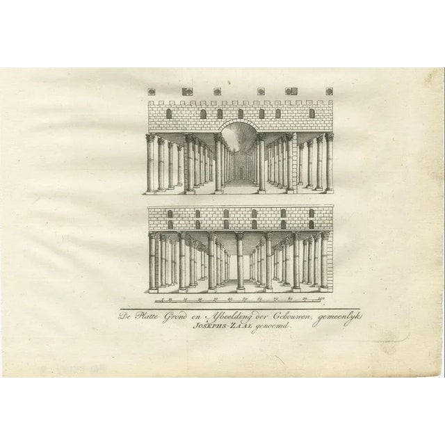 Pococke, Hall of Joseph's Granaries in Egypt Floor Plan and Elevation, 1776, Engraving For Sale - Image 3 of 10