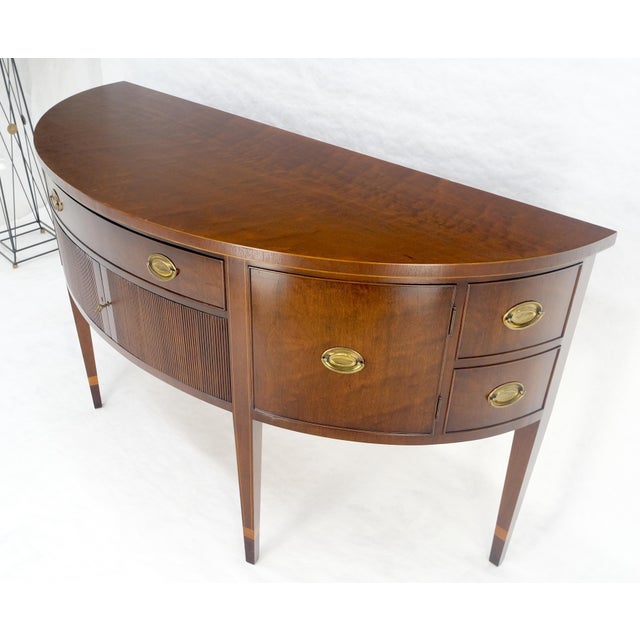 Mid 20th Century Kittinger Georgian 6' Long Rounded Demi Lune Sideboard Credenza Server Cabinet For Sale - Image 5 of 13