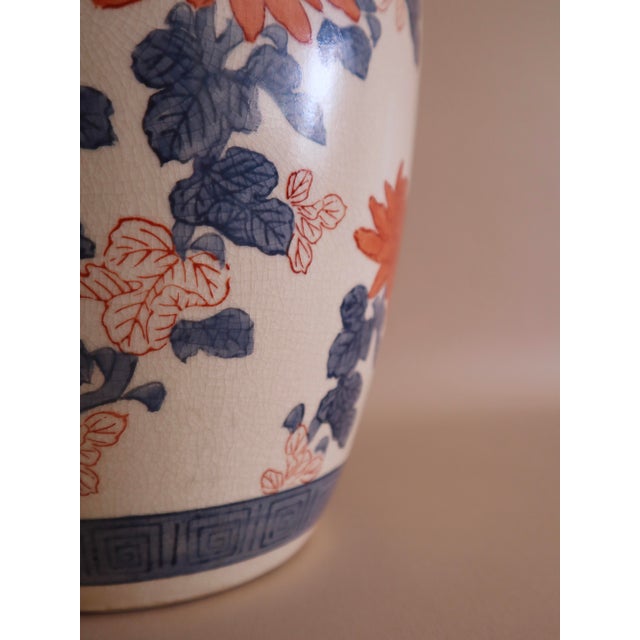 Vintage Hand Painted Floral Chinese Vase For Sale - Image 4 of 6
