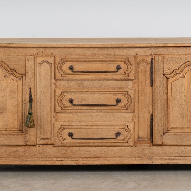 19th Century French Bleached Oak Long Sideboard Buffet For Sale - Image 11 of 17