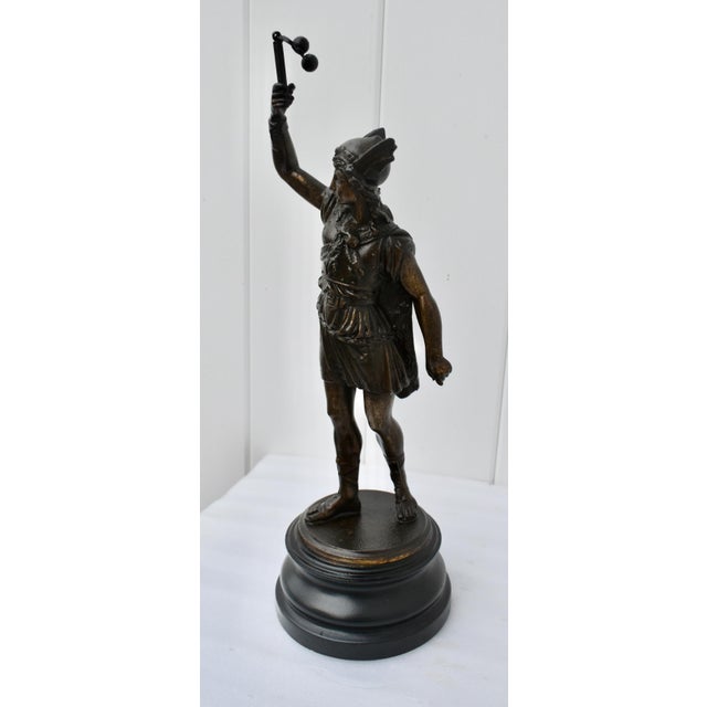 Late 19th Century Antique Spelter Bronze Finish Roman Warrior Statue For Sale - Image 5 of 12