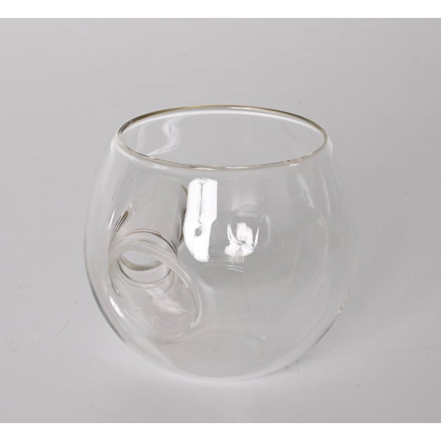 Mid-Century Italian Blown Drinking Glasses and Walnut Wood Holder, 1970s, Set of 5 For Sale - Image 12 of 18