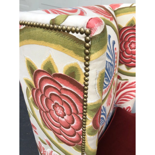 Pair of Custom Tall Wing Back Armless Chairs For Sale - Image 9 of 11