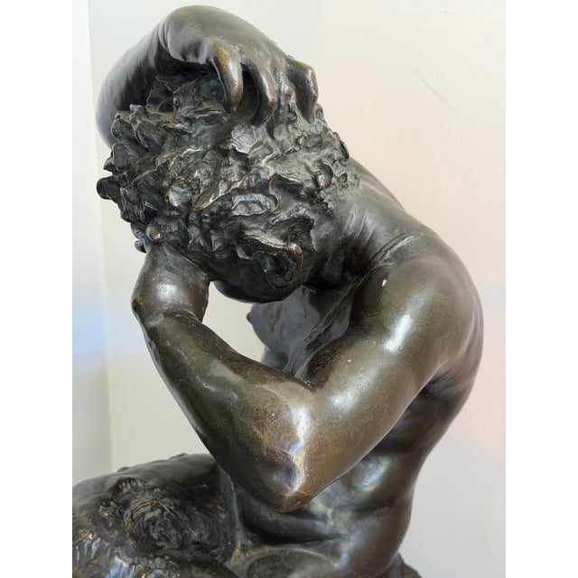 Large Antique Bronze Sculpture “Weeping Satyr” After Clodion, (Claude Michel), Signed “Clodion” For Sale In Chicago - Image 6 of 12