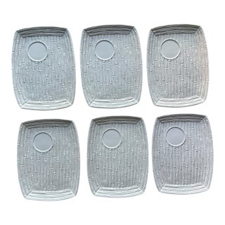 1980s Italian Bamboo Majolica Appetizer Plates - Set of Six For Sale