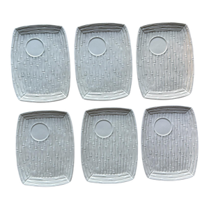 1980s Italian Bamboo Majolica Appetizer Plates - Set of Six