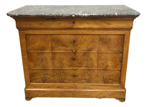 French Louis Philippe Chest or Commode Burl Walnut W/Marble Top